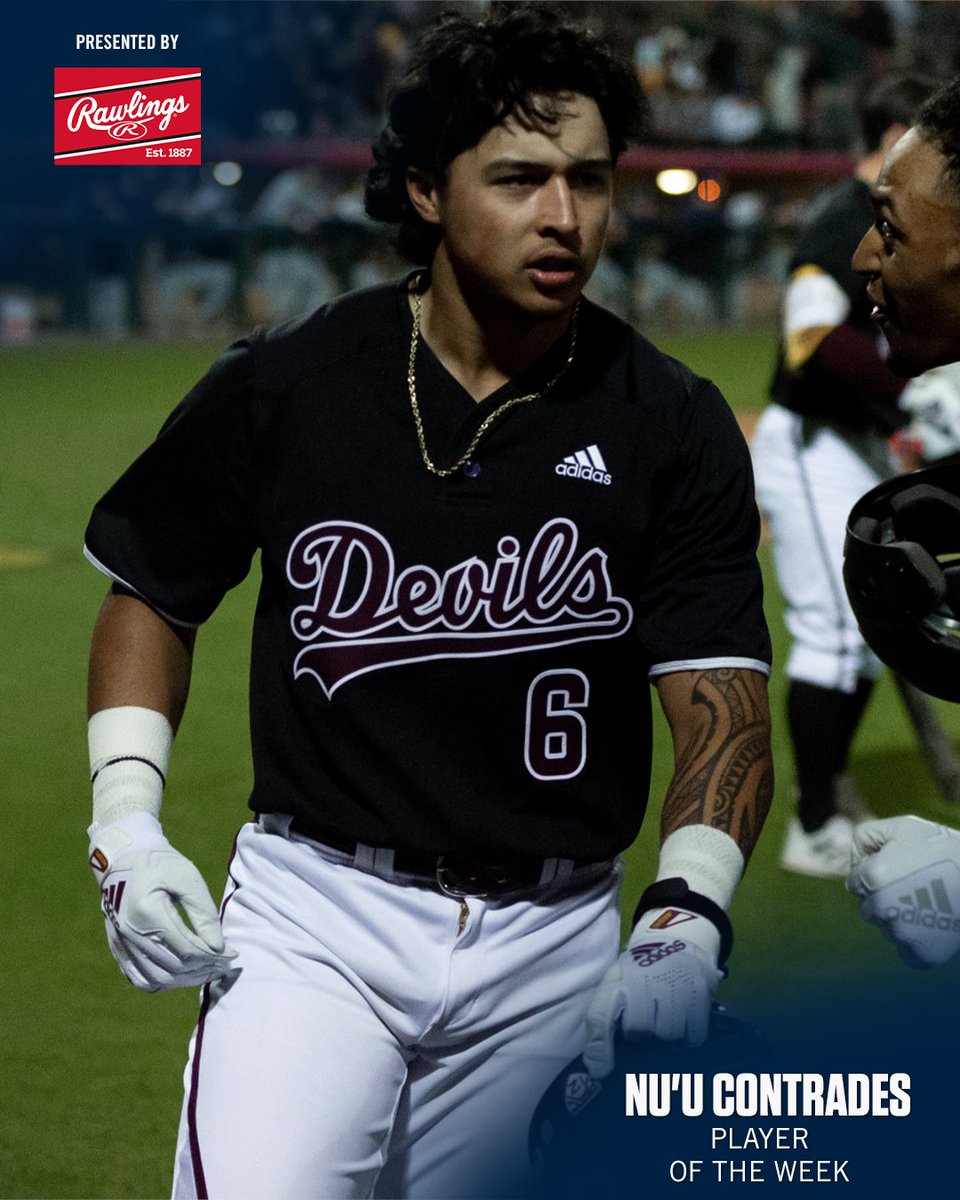#Pac12BSB Player of the Week: Nu'U Contrades, Sun Devil Baseball 🔱 Full release ➡️ #ForksUp | Rawlings Baseball
