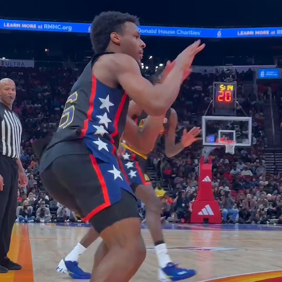 Bronny James knocked down 5-of-8 threes on his way to 15 Points in the #McDonaldsAllAmerican game!