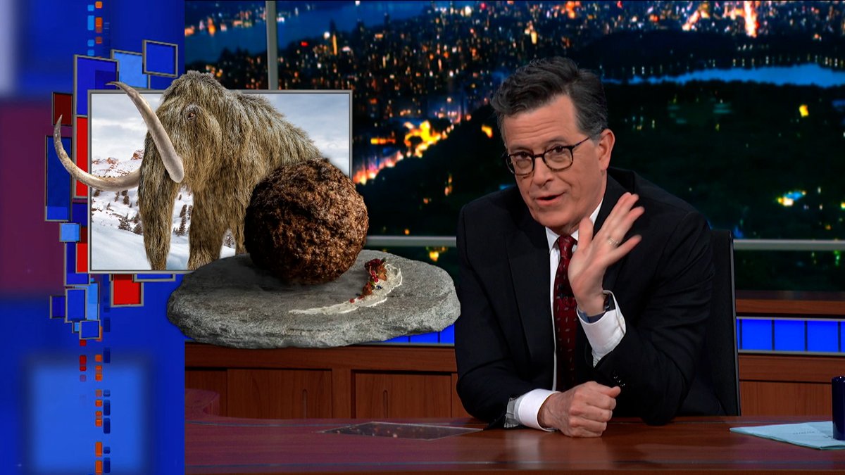 Meanwhile… mammoth meatballs? #Colbert