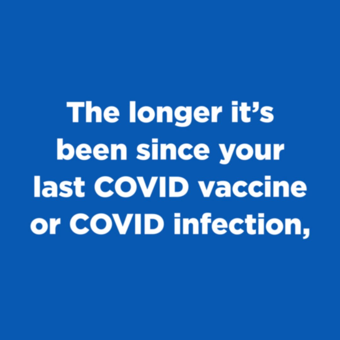 Are you due for an updated vaccine? COVID immunity wanes over time. Increase your protection with an updated vaccine. Find updated vaccines at #WeCanDoThis