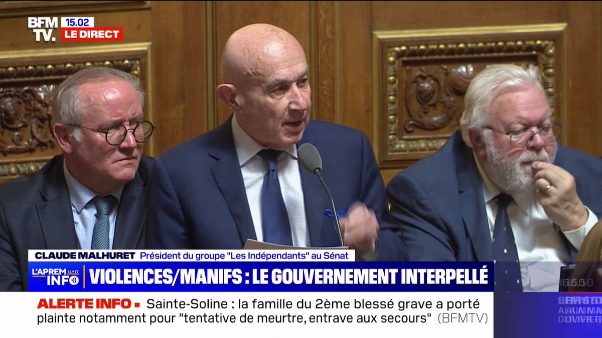 "L'ultra-gauche pyromane se moque des retraites et des méga-bassines. Son objectif c'est l'insurrection, sa cible la République, qu'elle est bien décidée à abattre". Admirable discours de Claude Malhuret. Écoutez-le. Diffusons-le.