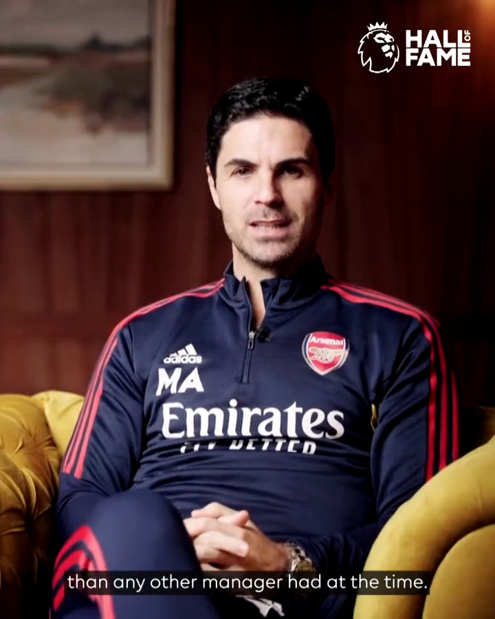 “A phenomenal influence in world football.” Mikel Arteta’s tribute to Arsene Wenger. #PLHallOfFame | Arsenal