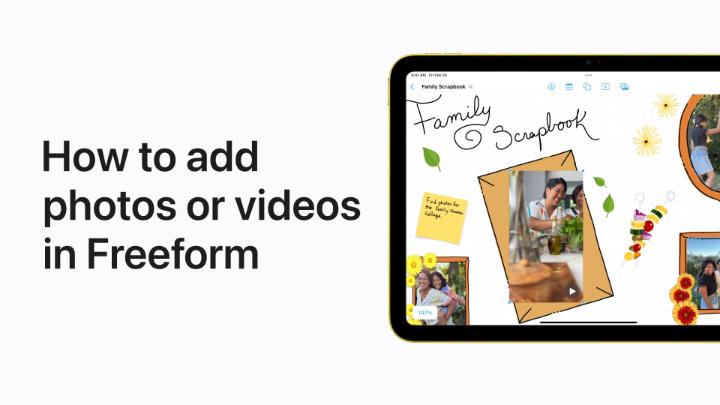 Mood boards. Project plans. Even a family scrapbook. Here’s how to add photos and videos to your board in Freeform. Learn more: