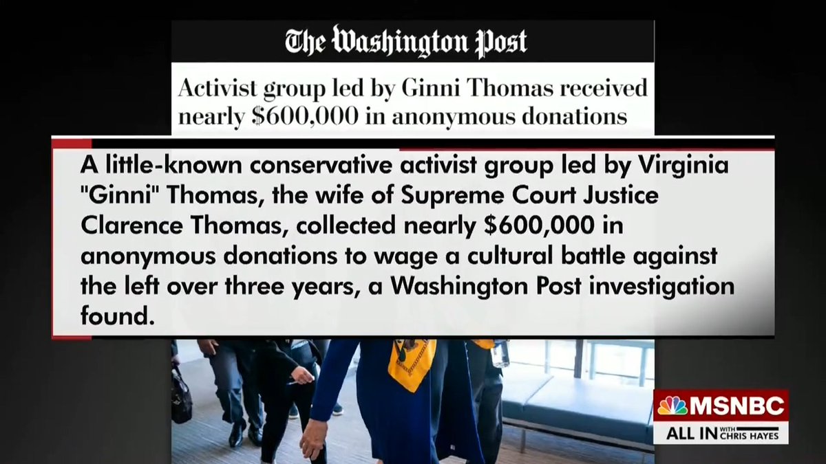The same dark money group that had its fingerprints all over the effort to pack the Supreme Court is now responsible for $600,000 in donations to a right-wing activist group led by the wife of a sitting Supreme Court Justice. And you want me to believe these aren't connected?