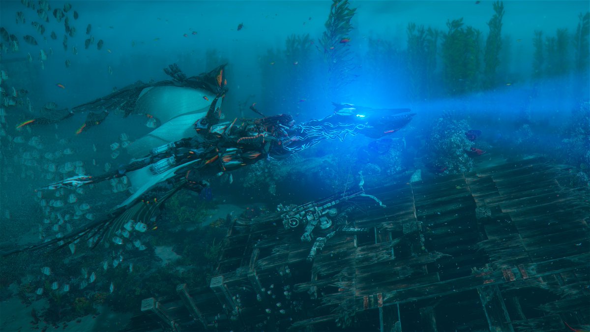 Meet The Machines! The Waterwing is a medium-sized flying machine that can dive deep underwater. It is highly maneuverable and, when disturbed, is an unrelenting foe. Get ready to take the plunge with this epic new machine in Horizon Forbidden West: Burning Shores!