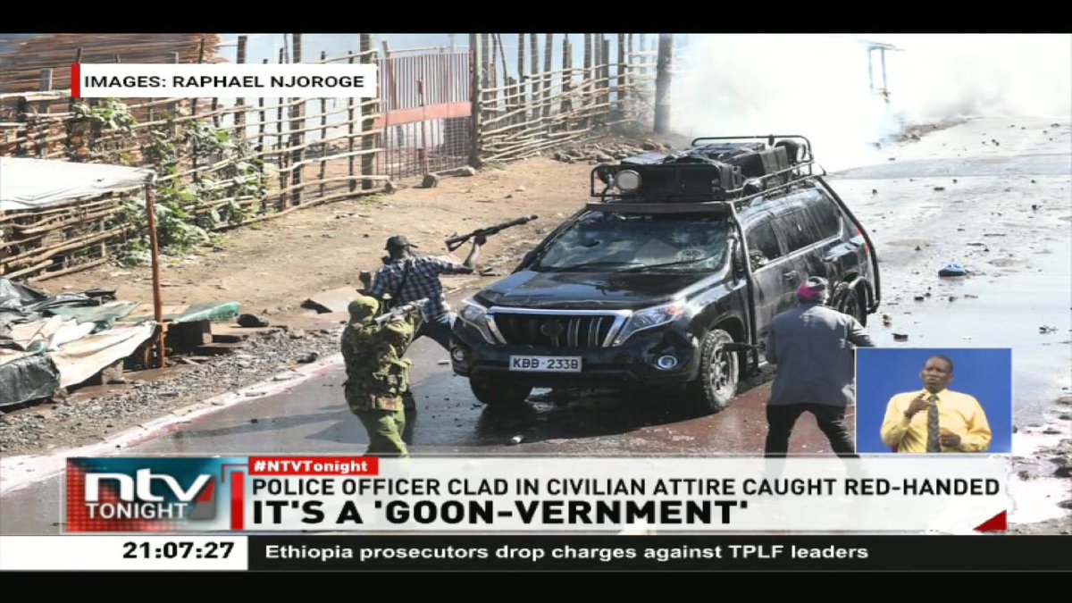 It's A 'Goon-verment' Exclusive images of police officers continuously lobbing tear gas canisters into a media vehicle during anti-government protests in Nairobi. Two journalists were injured in the incident. #NTVTonight Ben Kitili Number8, the poet