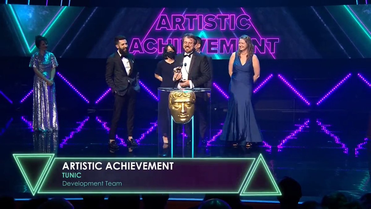 “Mum and dad I hope you got twitch working” 😅 Congrats to Tunic for taking home the Artistic Achievement BAFTA #BAFTAGamesAwards