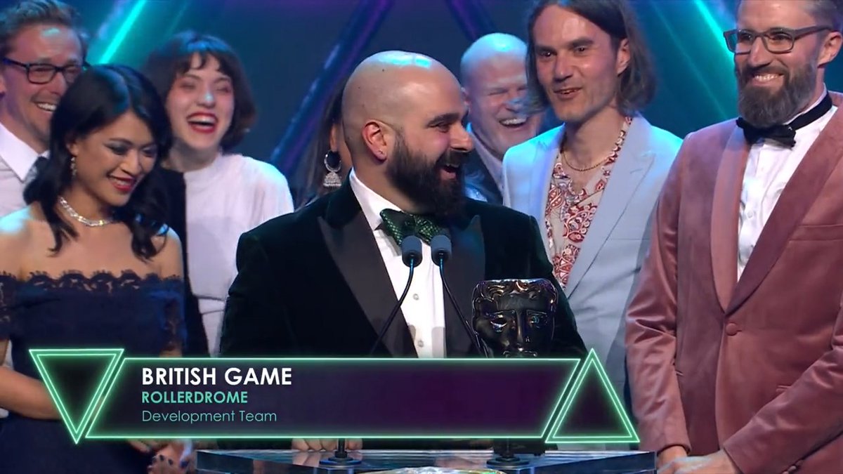 An emotional moment as Rollerdrome wins the British Game BAFTA ❤️ #BAFTAGamesAwards