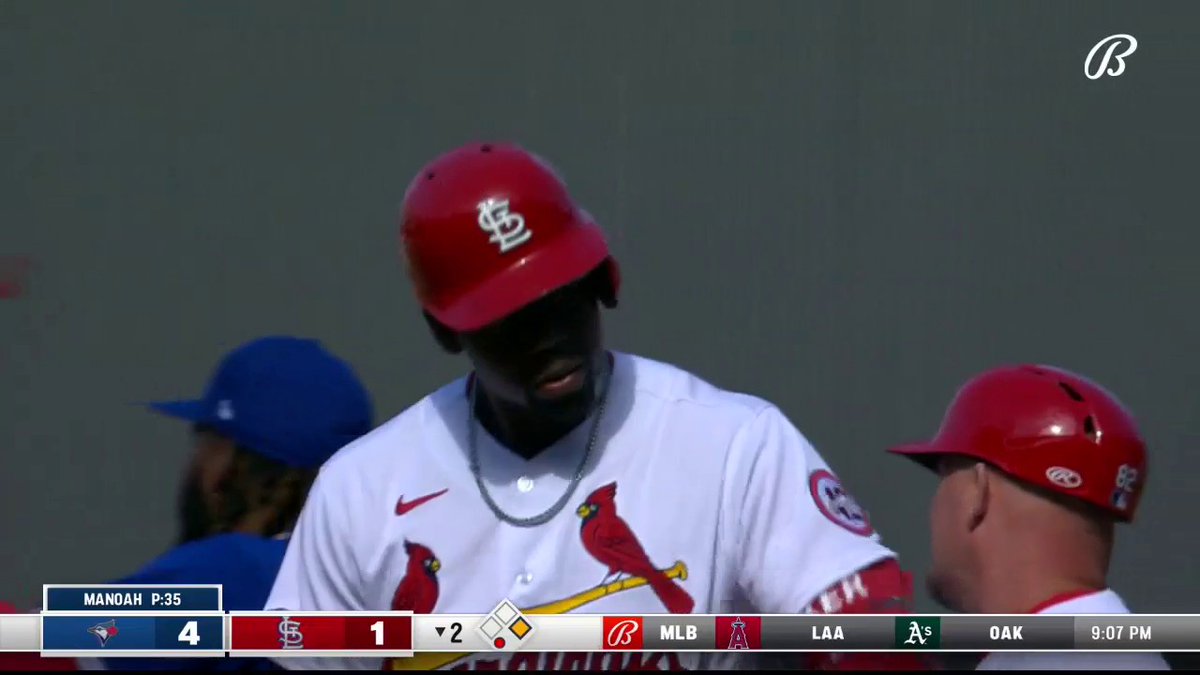 WELCOME TO THE SHOW 🙌 Jordan Walker gets his first big league hit!! (via @BallySportsMW)