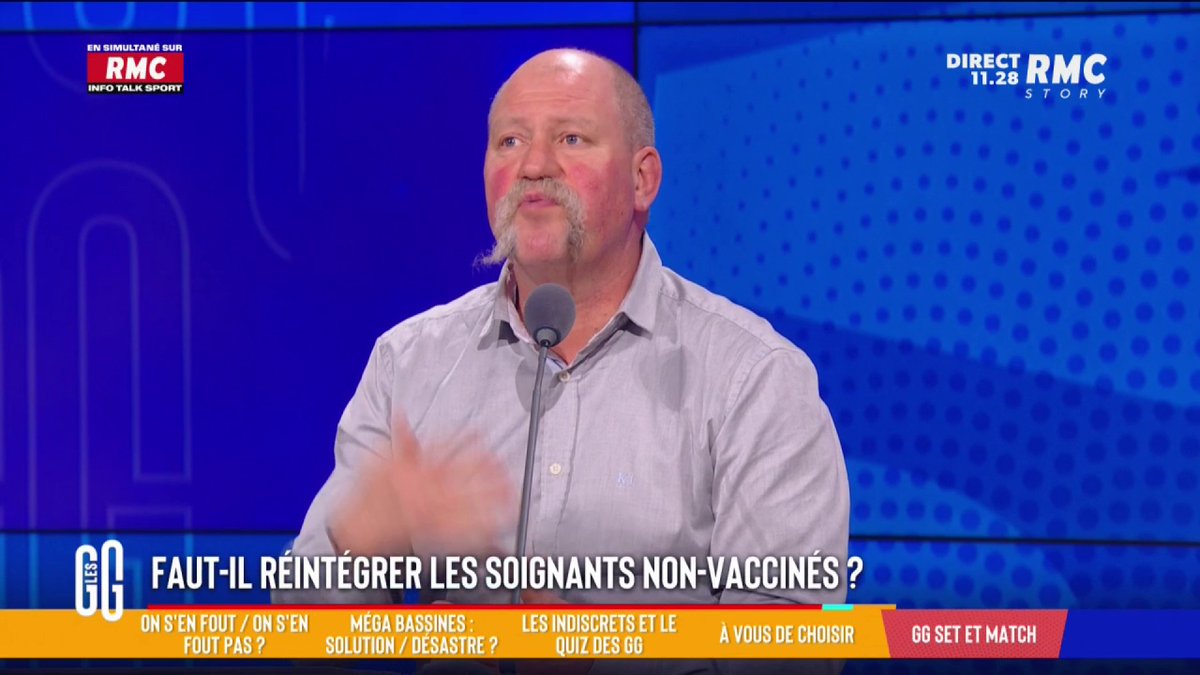 🎾 #GGSM : Faut-il réintégrer les soignants non-vaccinés ? 📢 Didier Giraud : "Le personnel soignant doit soigner ! Il ne doit pas être vécteur d'une maladie ! Les anti-vax n'ont pas leur place à l'hôpital !" #GGRMC