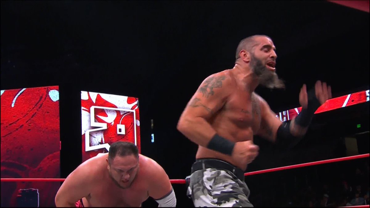 .Samoa Joe driving Mark Briscoe's neck right into the mat! #ROHSupercardOfHonor is LIVE on PPV! Order #ROHSuperCard NOW! 🔗: