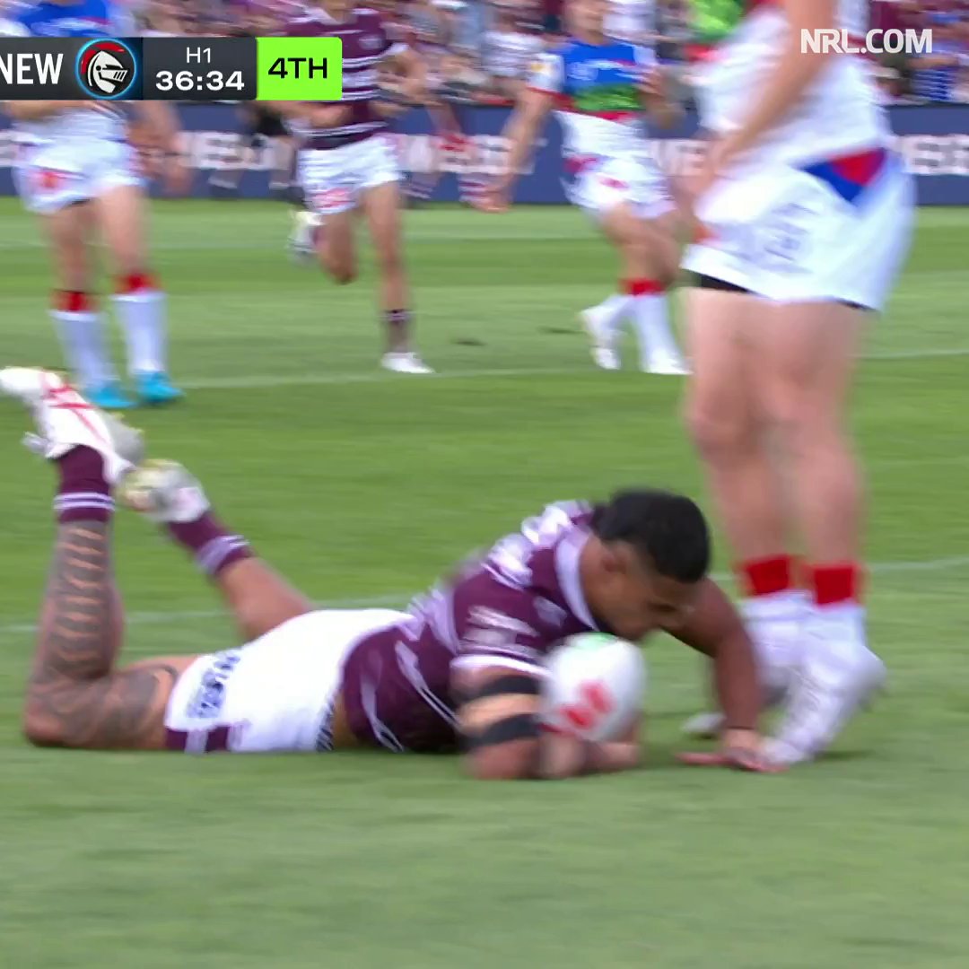 Olakau'atu explodes out of the gate! #NRLManlyKnights