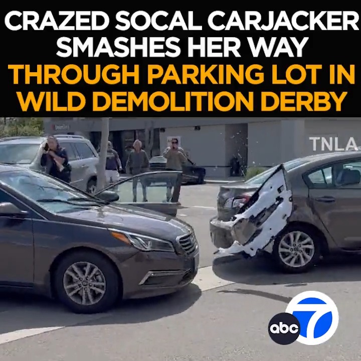 What starts as an attempted purse-snatching ends in a wild carjacking as a crazed suspect smashes and crashes her way through an #Agoura shopping center. The brave bystanders who finally took her down - Tonight at 11 from ABC7