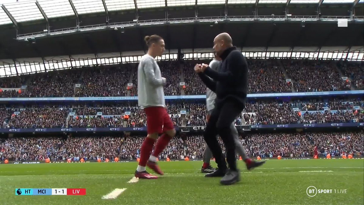 "I don't know how Tsimikas hasn't pushed him out of the way there!" 👀 Pep Guardiola didn't hold back in his celebrations in front of the Liverpool players... 😂 🎙️ Rio Ferdinand