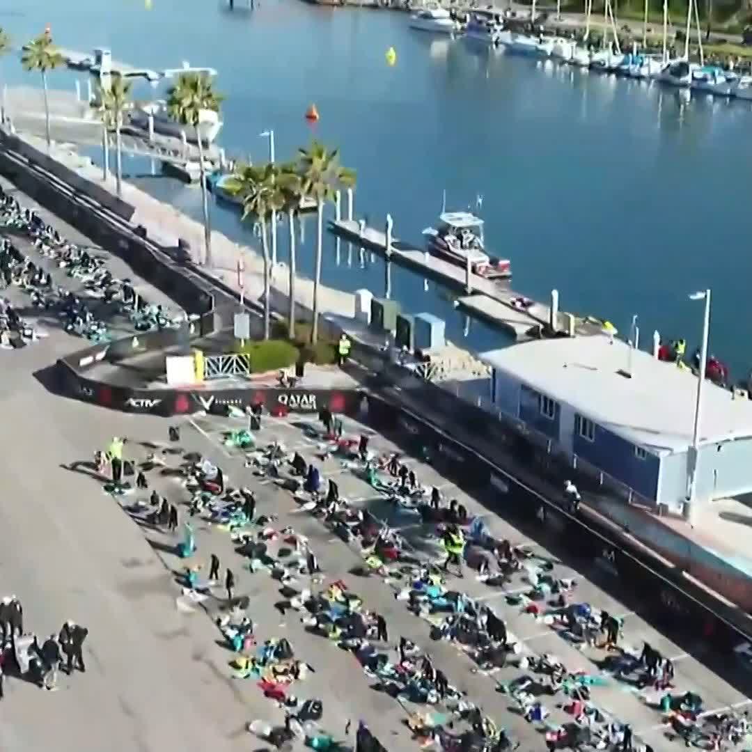 Coming into T2! Follow all the live action for free now on #IM703Oceanside | #IRONMANtri | #AnythingIsPossible