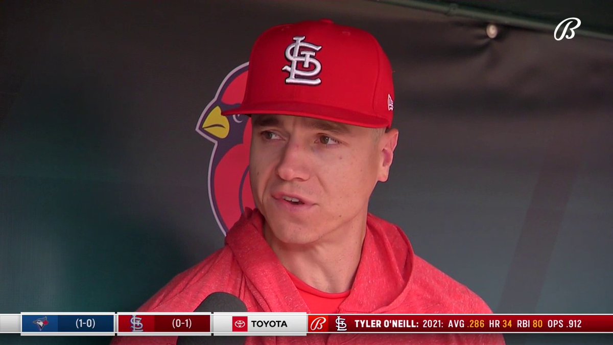 O'Neill says he took his training to "another level" to prepare for playing CF: "I took my body maintenance a lot more seriously this year.... Keep my body in tip-top shape and ready for the next workout, ready for the next day. That was key for me." #stlcards