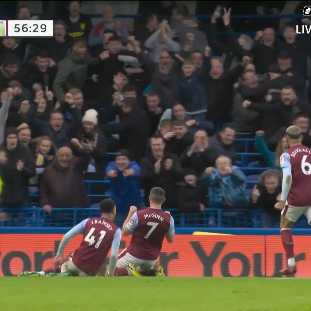 JOHN MCGINN SCREAMER ☄️💥 Aston Villa midfielder fires an absolute rocket from distance. Amazing to watch ball just peel away from Kepa. Feels like an arrow straight into the heart of Potter.