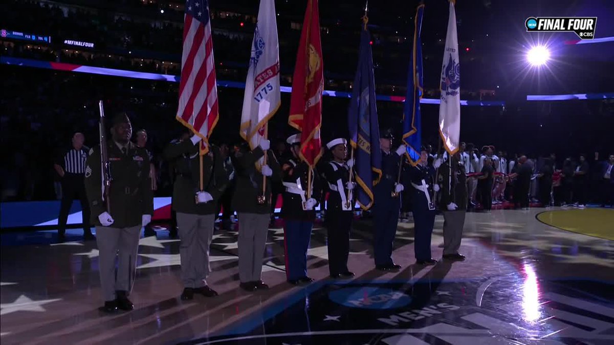 The National Anthem is being sung tonight by a student-athlete from each of the Final Four schools! 👏 #MarchMadness