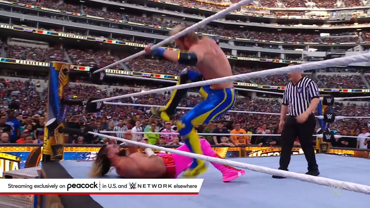 An unbelievable SUPERKICK by Seth Rollins at #WrestleMania!