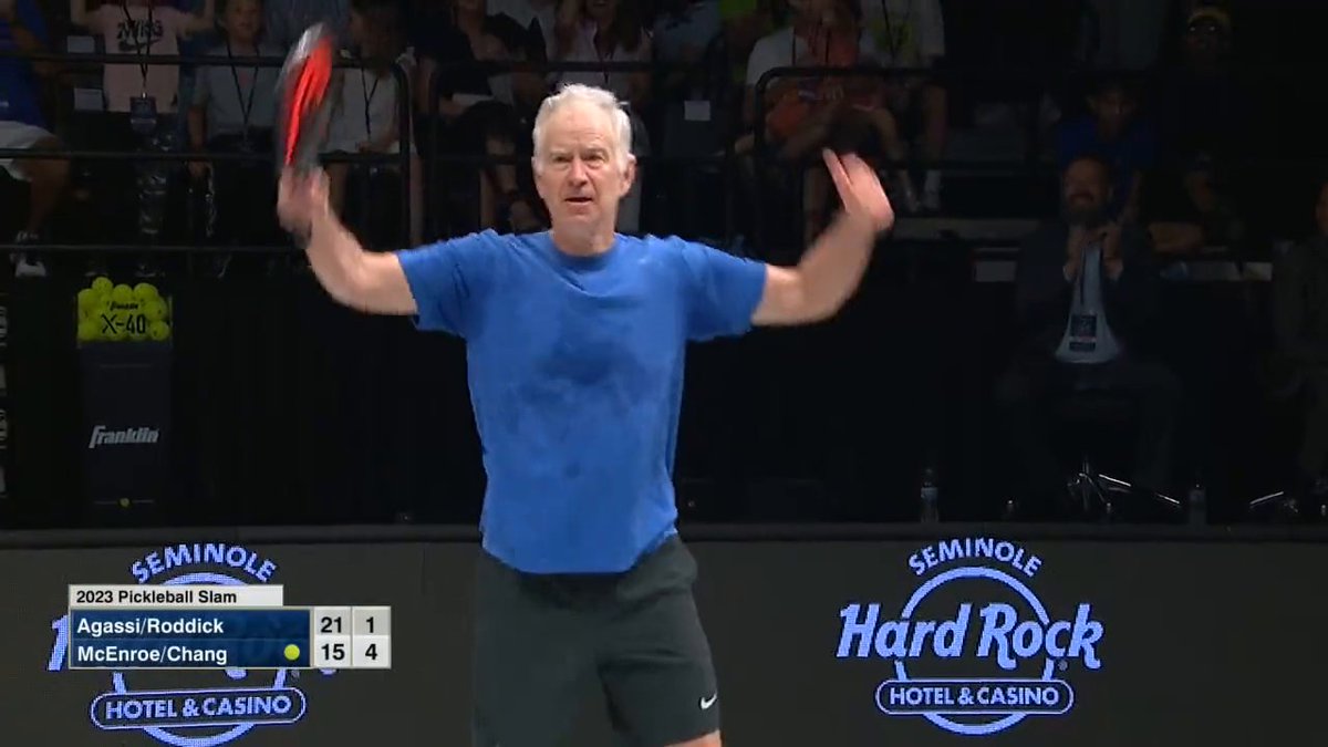 This pickleball rally 😱 John McEnroe was amped up after scoring a point 🔋 📺: 2023 The Pickleball Slam on ESPN
