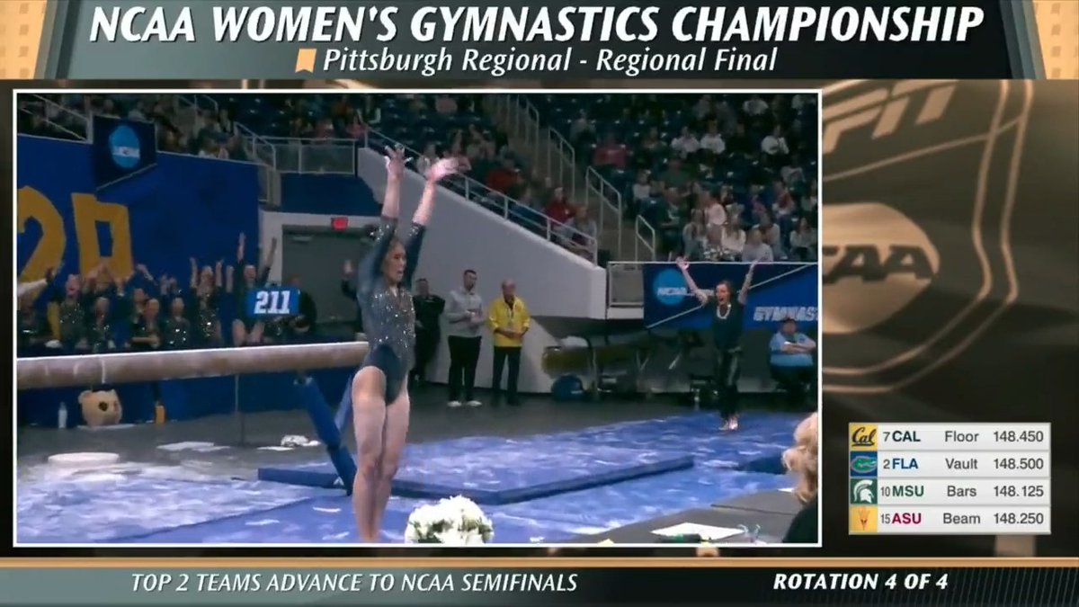 BEAM QUEENS 👑 Gabby Perea delivers Cal Women’s Gymnastics's third 9.95 to tie its 2nd-highest score in program history