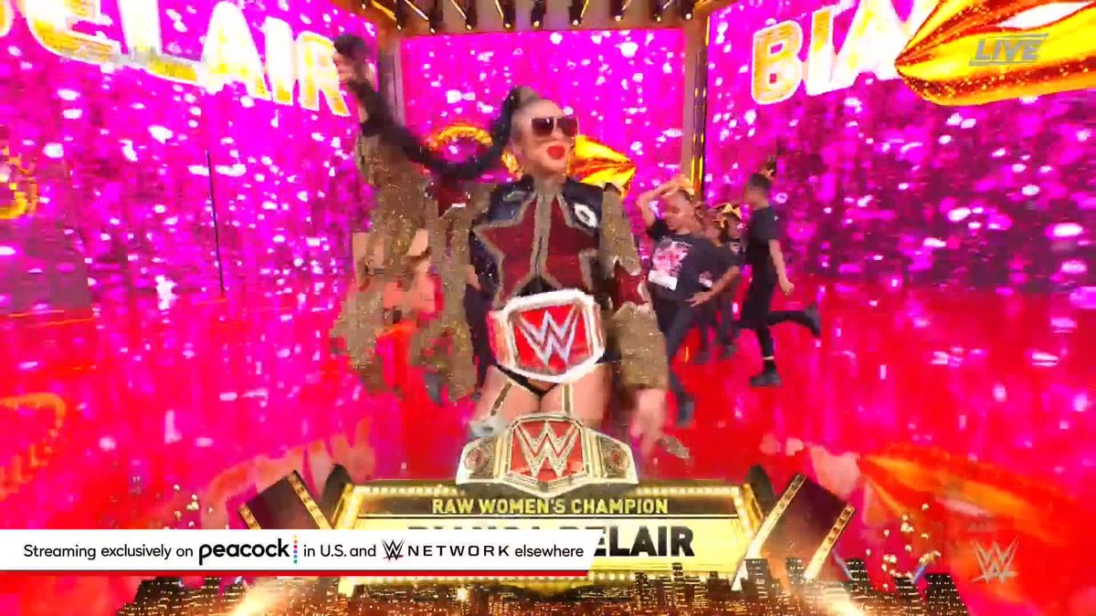 #WWERaw Women's Champion Bianca Belair delivers an EST entrance at #WrestleMania alongside the Divas of Compton!
