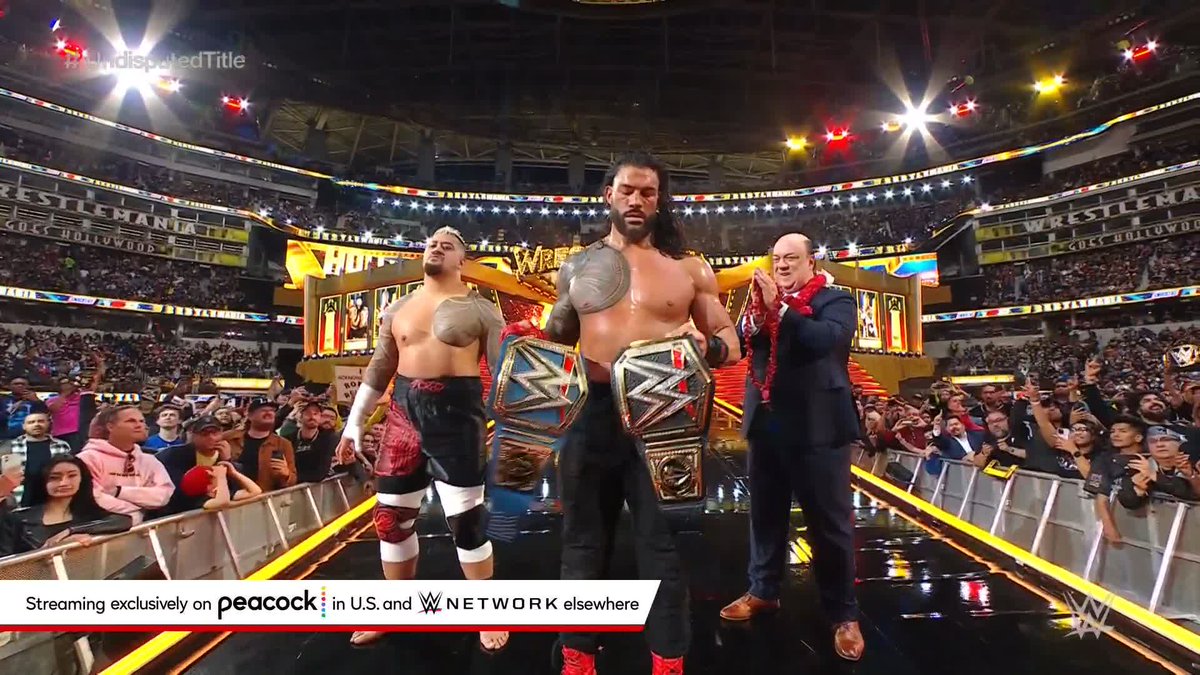 Thanks to Solo, Roman Reigns RETAINS against Cody Rhodes at #WrestleMania! Paul Heyman