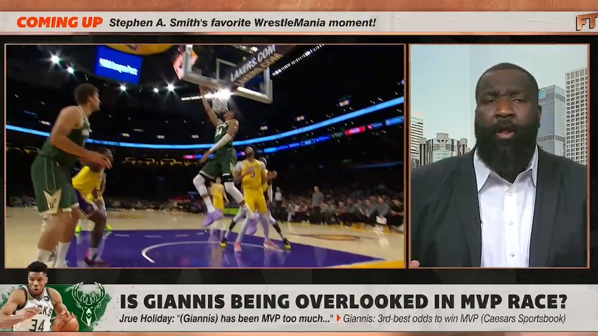 .Kendrick Perkins says Giannis Antetokounmpo is getting his vote for NBA MVP ✍️ "The best player in the league, on the best team, averaging a career-high in points, third in rebounding, Giannis is getting my vote for MVP."