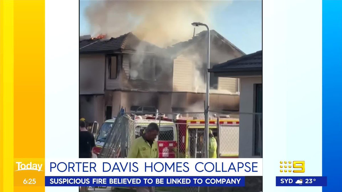The collapse of Porter Davis Homes has left tradies and clients in the lurch - and this morning, authorities are investigating if one of the company's homes was set alight. Christine Ahern #9News