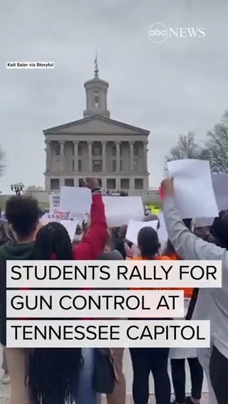 Students, teachers, and community members gathered outside the Tennessee State Capitol to protest gun violence a week after six people were killed in a mass shooting at a private Christian school in Nashville.