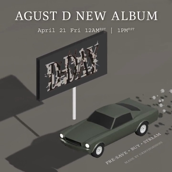 “D-Day” by AGUST D of 방탄소년단 3D Promotional Video (Square Version) Please credit me mar⁷ 💜 on all platforms if reposting. #BTS #AgustD #DDay #AgustD_D_Day #AgustD_SUGA_Tour