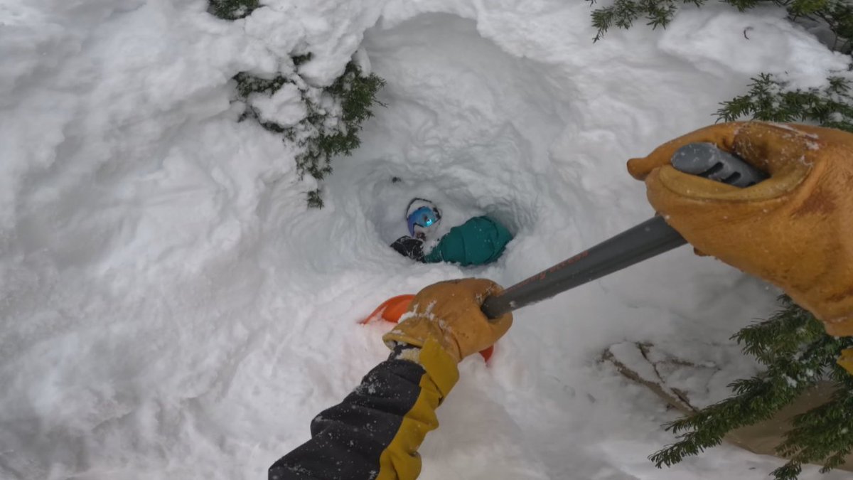 The heart-stopping rescue of a snowboarder, who was buried in a tree well at Mount Baker. #TheMoment