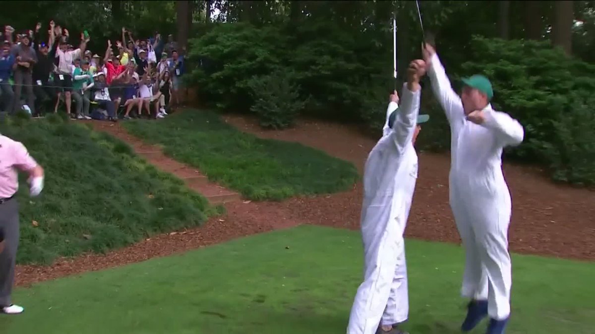 An all-time moment at #TheMasters Gary, Jack Nicklaus’ grandson, makes an ace during the Par 3 Contest in 2018.