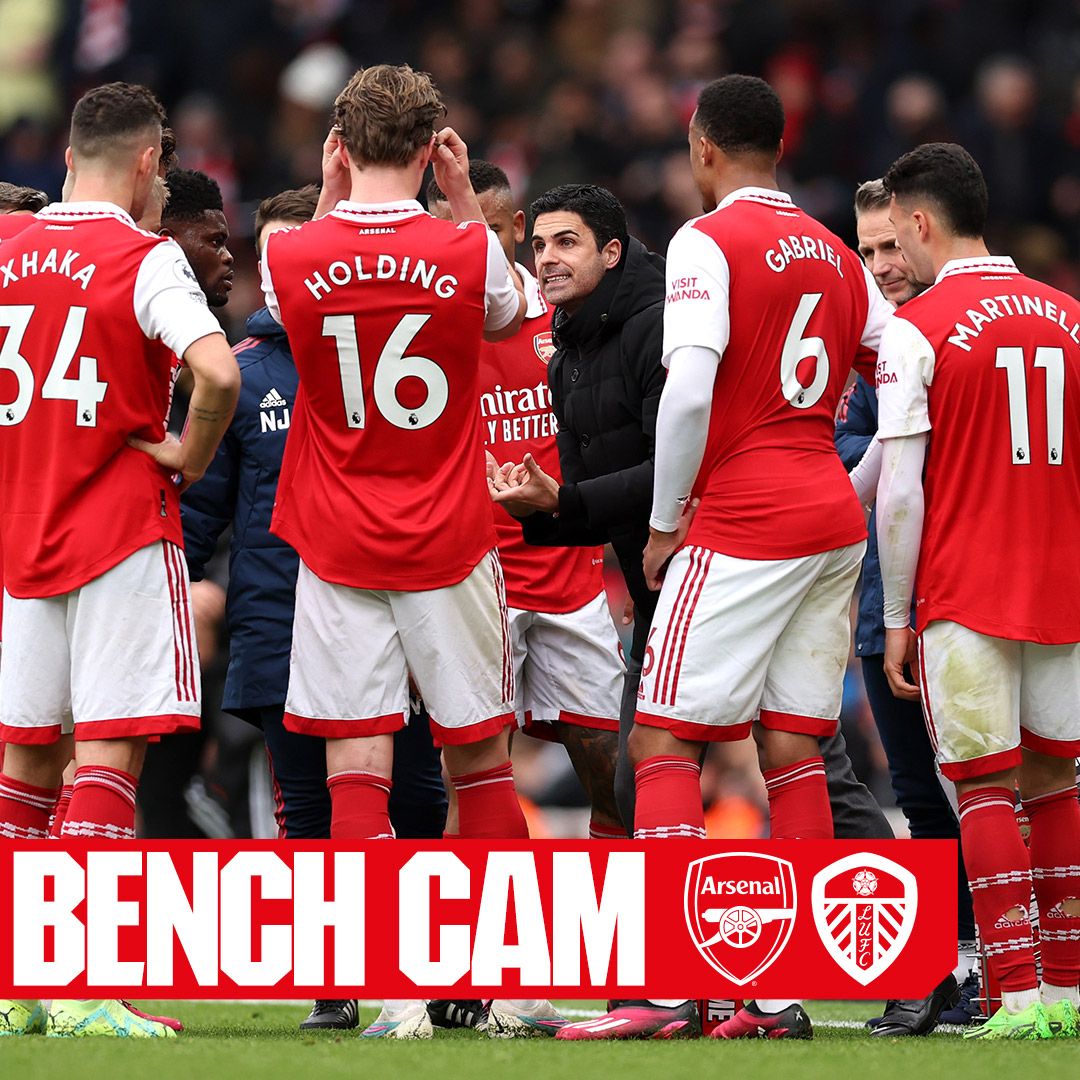 📺 BENCH CAM is here... All the goals, celebrations and reactions to our victory over Leeds United at Emirates Stadium 🏟️