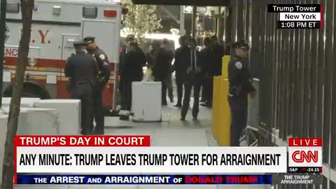 Former President Trump is on his way to a courthouse in downtown Manhattan where he will face criminal charges. Follow live updates.