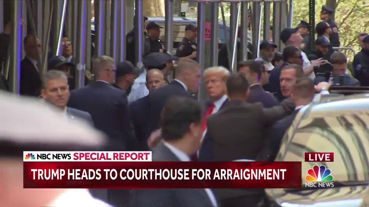 BREAKING: Former President Trump has arrived at the courthouse to surrender and be arrested on criminal charges.