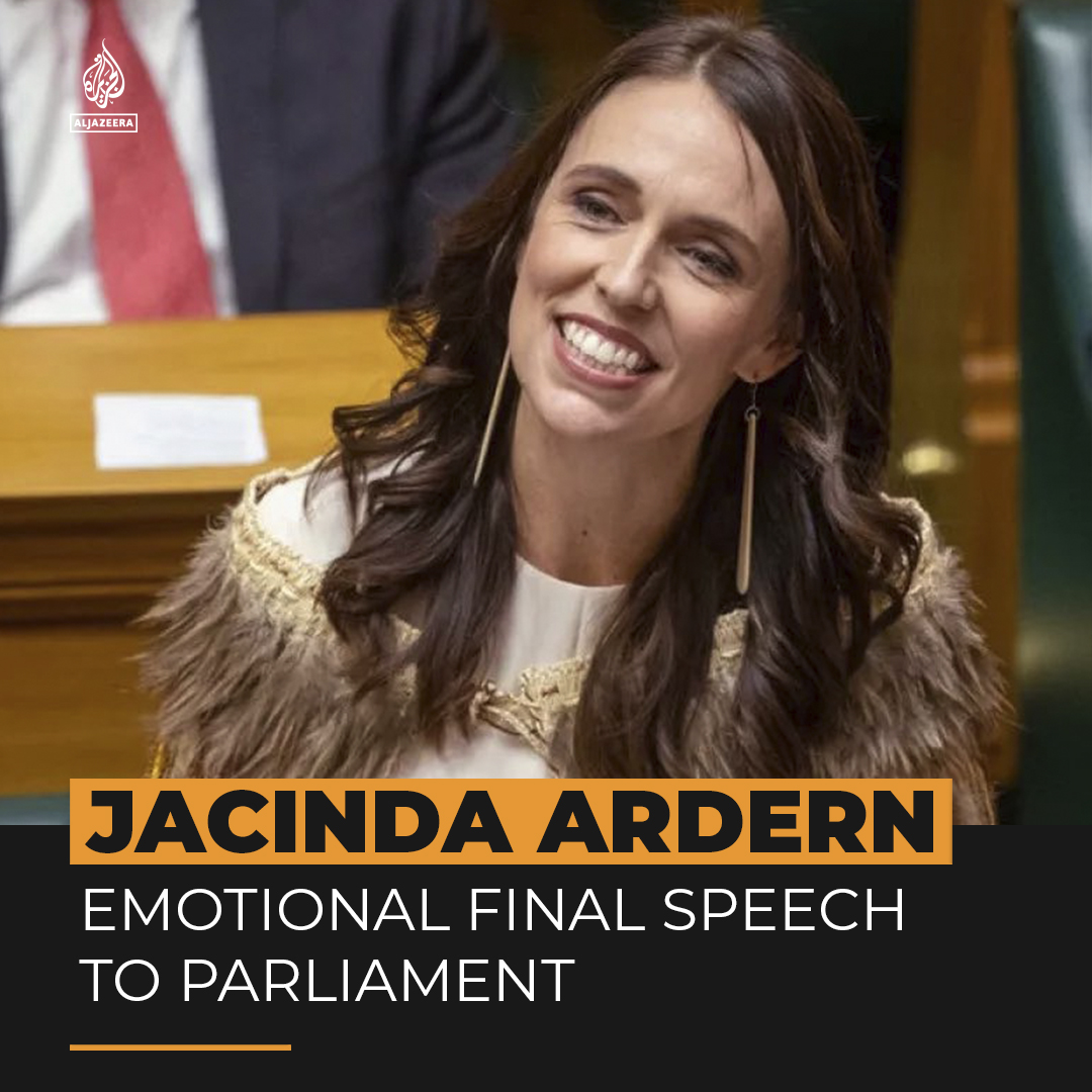Former New Zealand PM Jacinda Ardern tried to hold back tears as she said goodbye in an emotional final address to parliament 👇