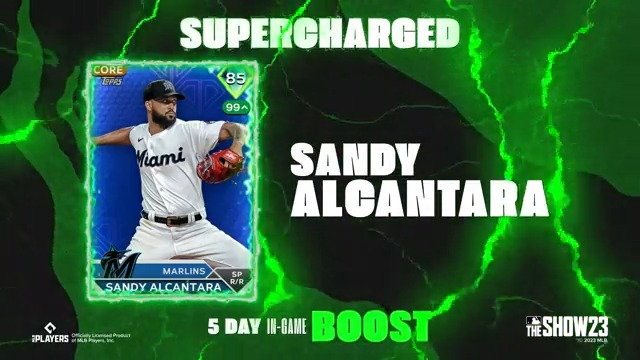 Complete domination from Sandy Alcántara last night! 🔥 Sandy Alcantara The Cy Young winner gets 🔋#Supercharged🔋 to 9️⃣9️⃣ for 5 days completing the first shutout of the season! #MLBTheShowSC #MakeItMiami
