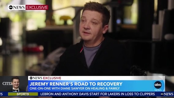.ABC News EXCLUSIVE: Jeremy Renner says he refuses to be "haunted" by memory of snowplow accident. Watch "Jeremy Renner: The Diane Sawyer Interview -- A Story of Terror, Survival and Triumph" on TONIGHT at 10 p.m. ET on ABC and the next day on @Hulu.