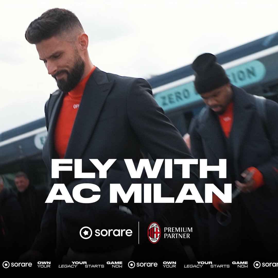 Do you think it’s possible to fly with a football team, meet the players, and see a match all in 24 hours? ✈️⏱ Thanks to Sorare and AC Milan, yes! Play now for a chance at the next 𝙚𝙭𝙘𝙡𝙪𝙨𝙞𝙫𝙚 𝙧𝙚𝙬𝙖𝙧𝙙𝙨 ➡️ #FlyWithTheTeam ⎮ #SempreMilan