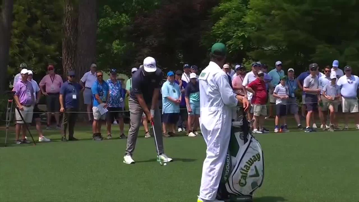 Jon Rahm eagles hole No. 8 to move to three under par and into solo second place. #themasters