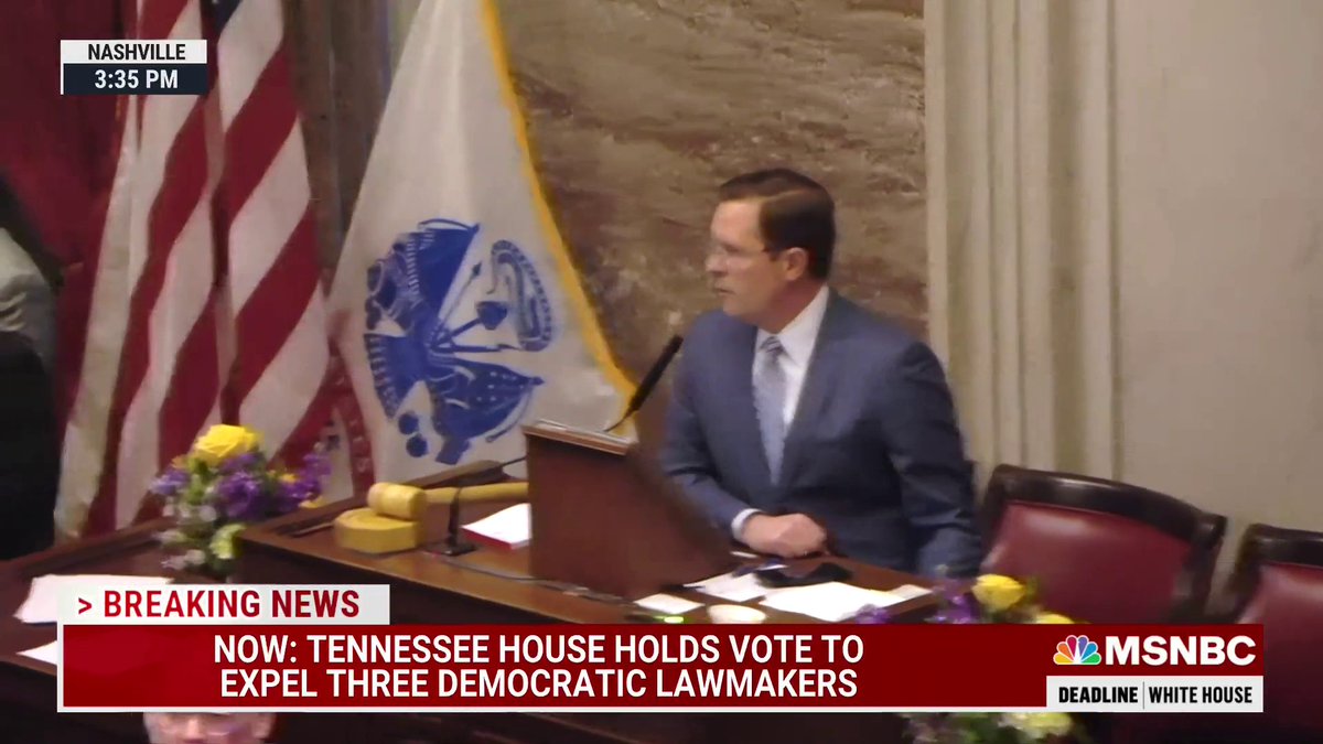 BREAKING: Republicans in Tennessee vote to expel the first of three Democratic lawmakers over protest against gun violence after the Nashville school shooting.