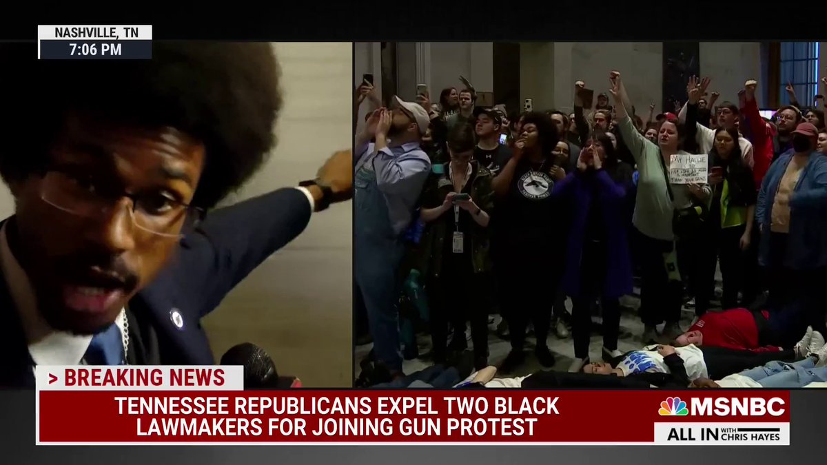 "You cannot ignore the racial dynamic of what happened today": Tennessee Republicans expel two Black lawmakers from state legislature for participating in anti-gun violence protests. Justin Pearson remarks after expulsion.