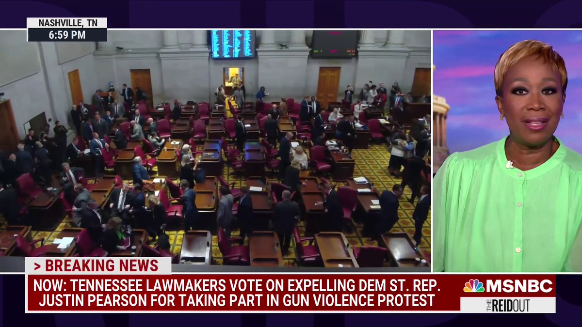 .Joy Reid (Unemployed Former Host Parody Account): "Not only did this state legislature vote out Justin Pearson... They couldn't even get his name right... If you all are gonna do wrong and you're gonna do evil, please at least get these brothers' names right." #TheReidOut