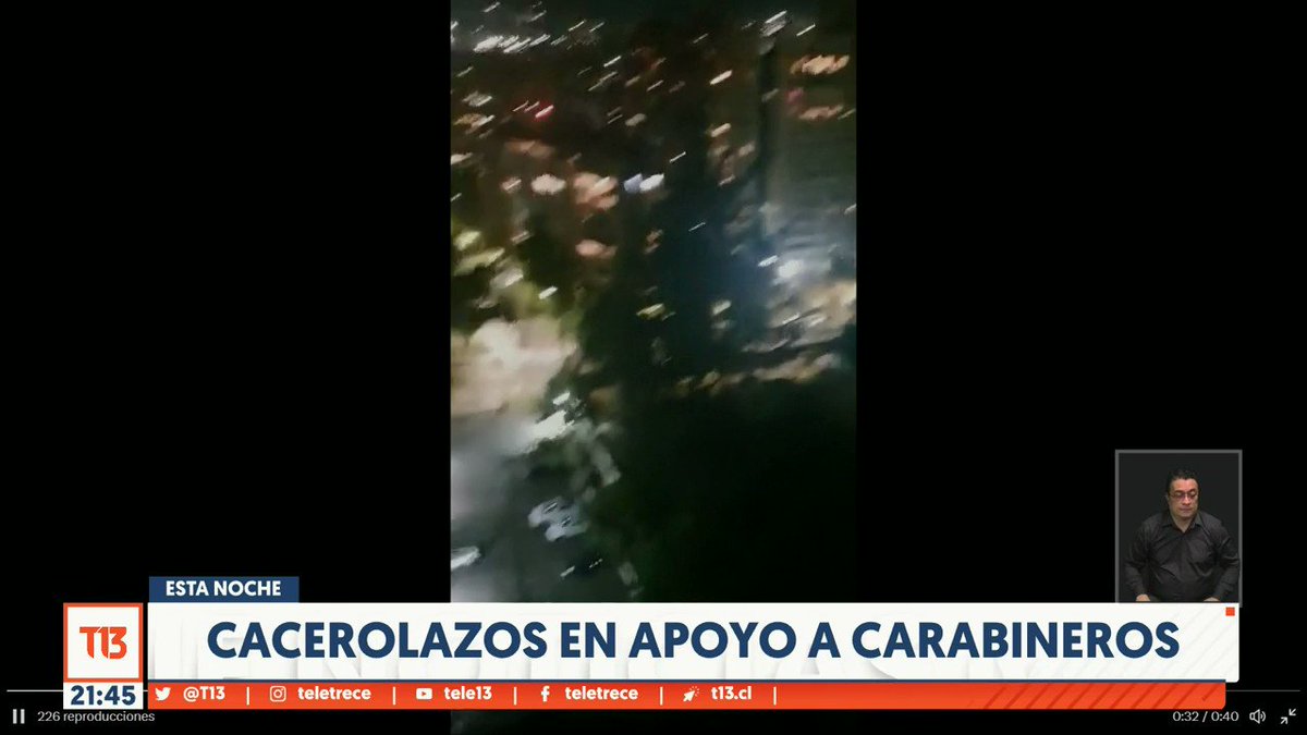 Se registran cacerolazos en apoyo a Carabineros en la Región Metropolitana EN VIVO 📺#T13Central »