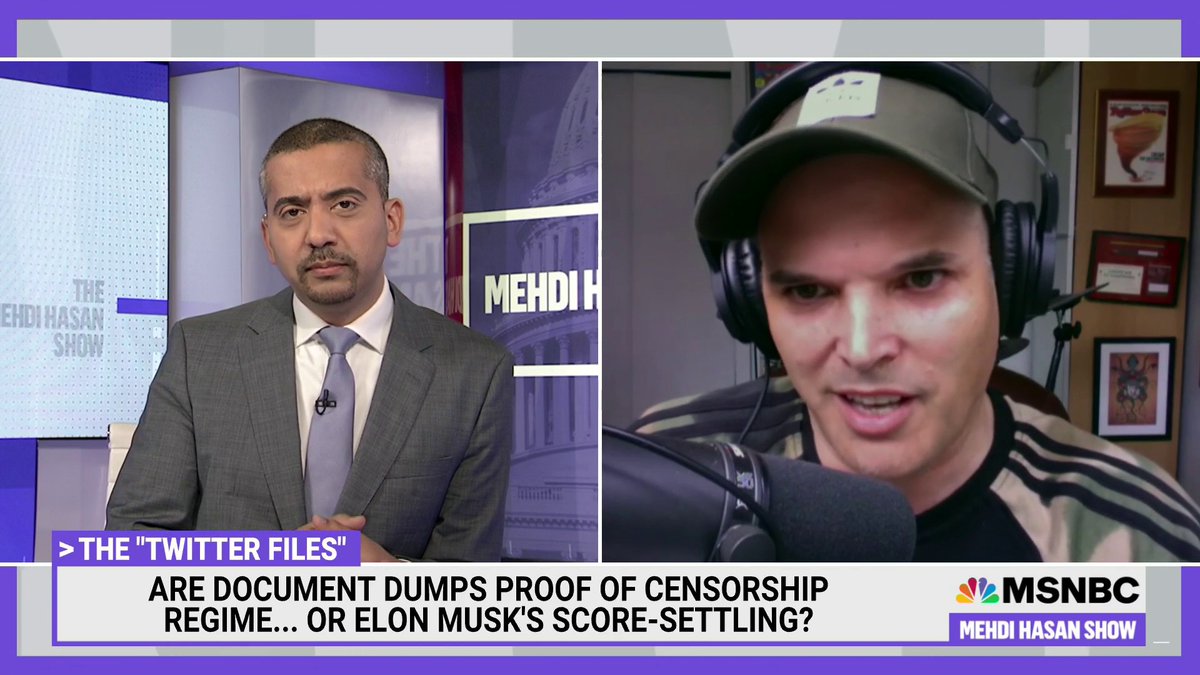 Me: How did you go from being the scourge of Wall Street to being unable to say anything critical of a rightwing billionaire, Elon Musk? Matt Taibbi: "I like Elon Musk." Me: "Would you like to criticize Musk now?" Taibbi: "No I don't particularly want to."