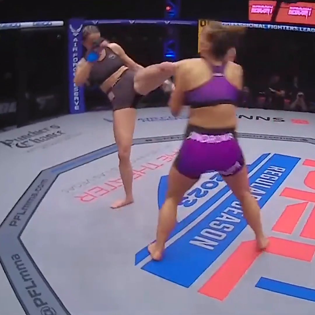 Amber Leibrock with a VICIOUS head kick KO 😳 #PFLRegularSeason