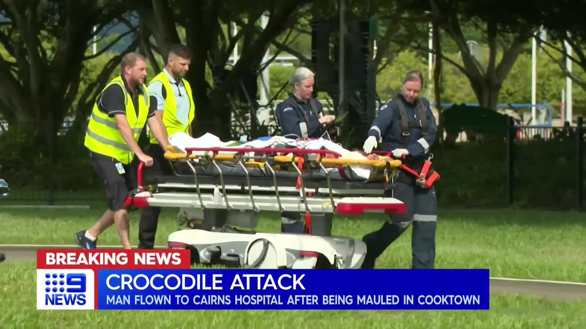#BREAKING: A man has been rushed to hospital in a serious condition after being mauled by a crocodile near Archer Point Camping Ground in Cooktown. #9News