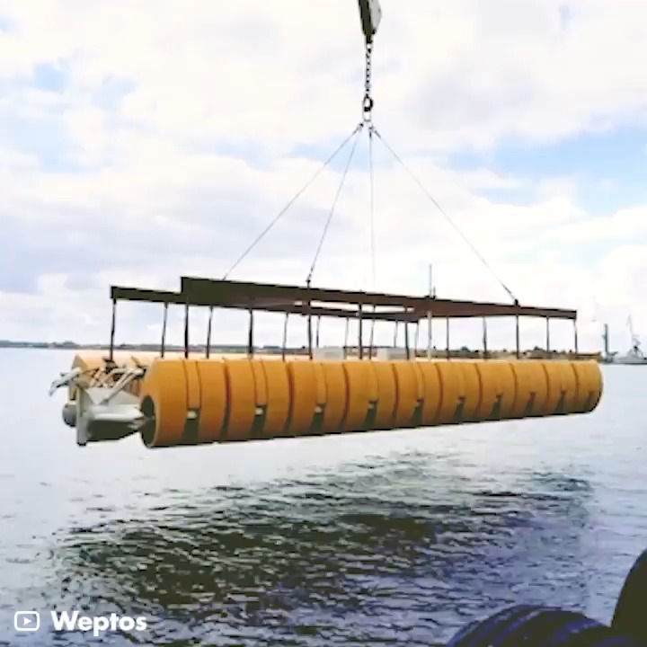 Electricity is generated by the rotation of this mechanism, which transforms waves. Source GiGadgets