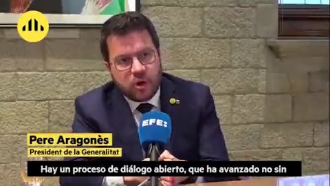 🎥 [ENTREVISTA] #president Pere Aragonès i Garcia a EFE Noticias: "Si Pedro Sánchez decide que ahora no es el momento del 🤝 diálogo, y decide arriar la bandera del diálogo, él dará las explicaciones a la ciudadanía"